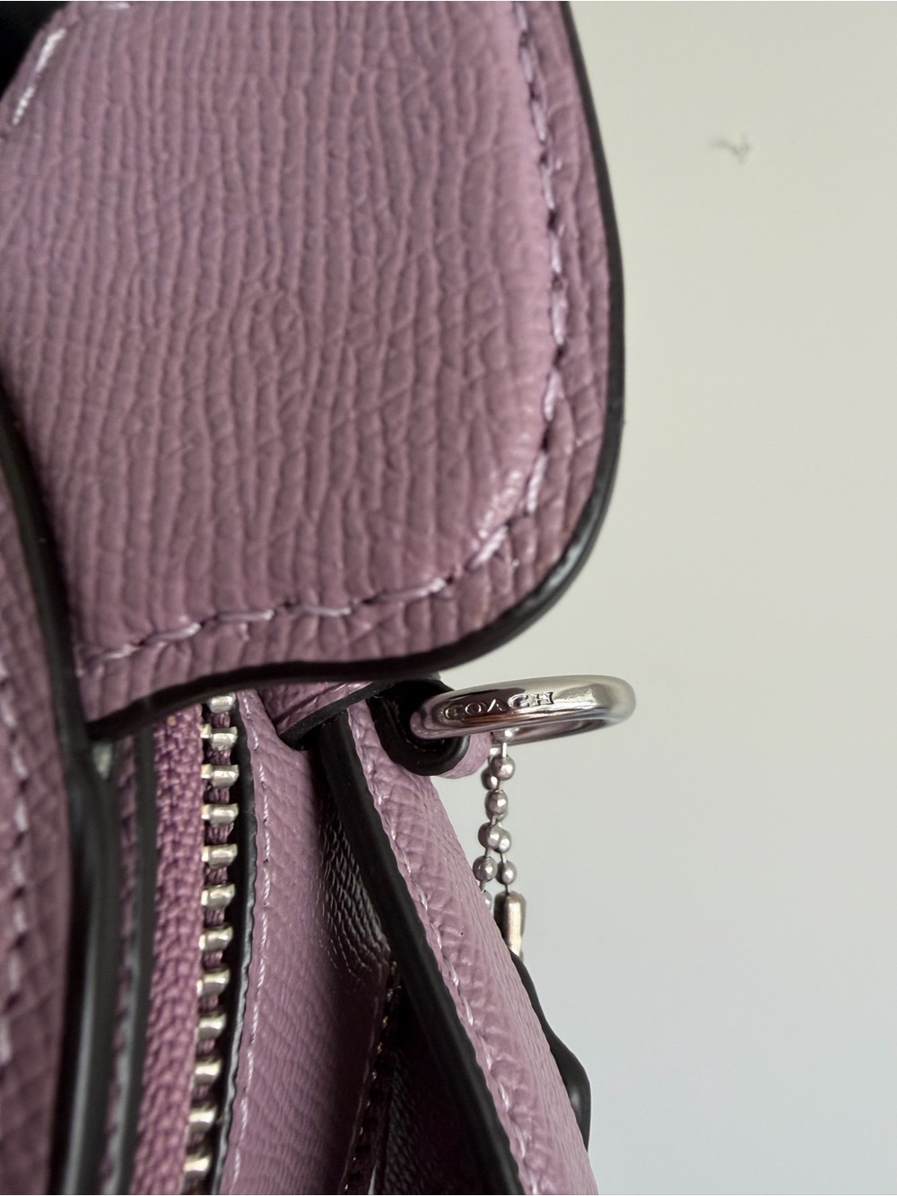 COACH Lavender Bat-Face Round Leather Crossbody Bag - Picture 12 of 14